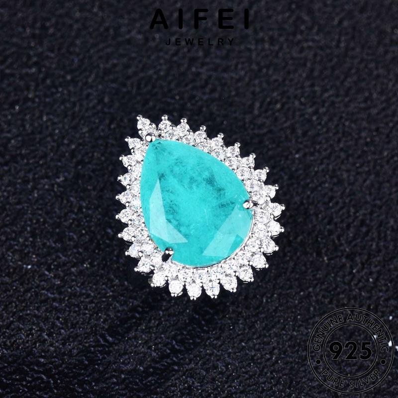 AIFEI JEWELRY nữ kiện thật thời 925 nước trang nhân quốc nhẫn cá bản sức aquamarine giọt nguyên bạc hàn phụ R1947