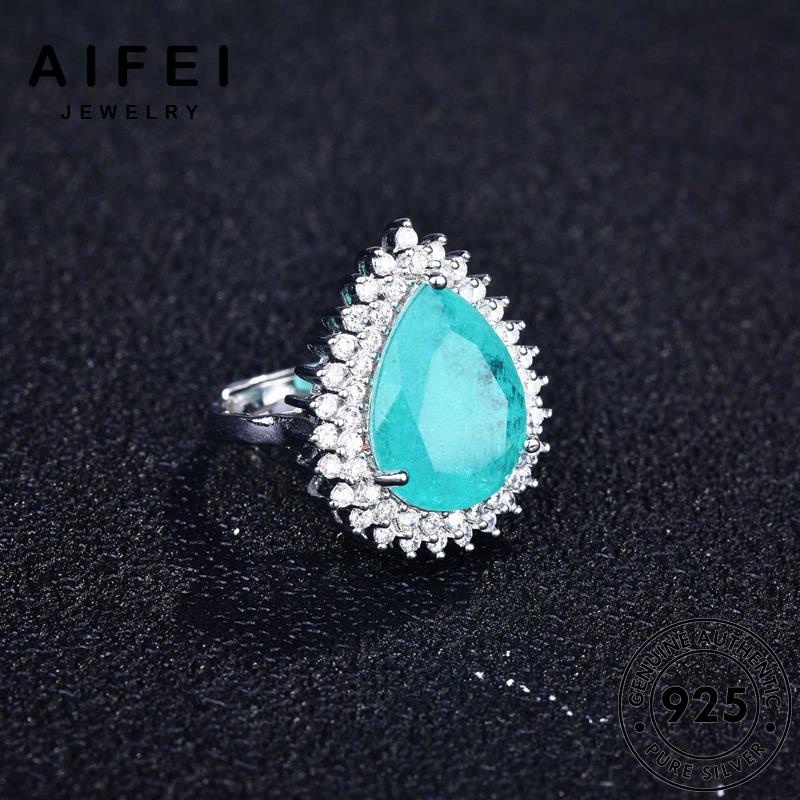 AIFEI JEWELRY nữ kiện thật thời 925 nước trang nhân quốc nhẫn cá bản sức aquamarine giọt nguyên bạc hàn phụ R1947