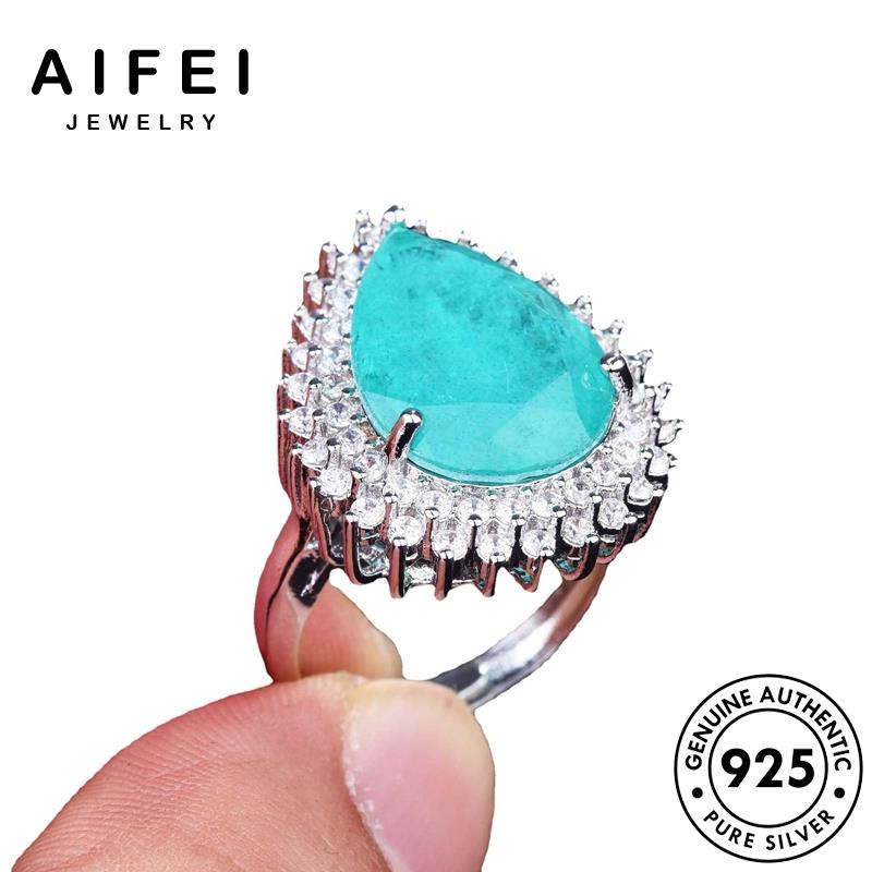 AIFEI JEWELRY nữ kiện thật thời 925 nước trang nhân quốc nhẫn cá bản sức aquamarine giọt nguyên bạc hàn phụ R1947
