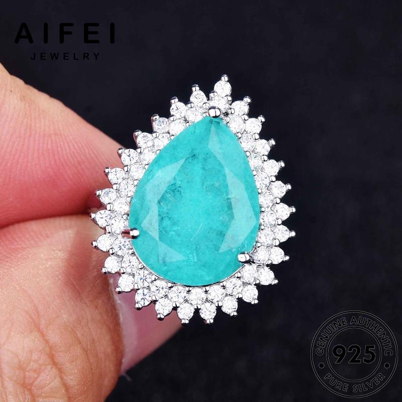 AIFEI JEWELRY nữ kiện thật thời 925 nước trang nhân quốc nhẫn cá bản sức aquamarine giọt nguyên bạc hàn phụ R1947