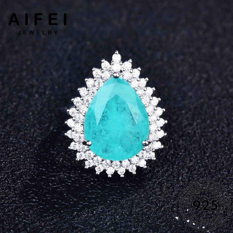 AIFEI JEWELRY nữ kiện thật thời 925 nước trang nhân quốc nhẫn cá bản sức aquamarine giọt nguyên bạc hàn phụ R1947
