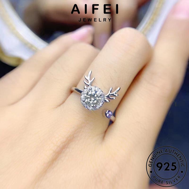 AIFEI JEWELRY nữ cương moissanite tối giản sừng kiện nguyên kim phụ bạc thật thời bản tấm sức hàn nhẫn 925 trang quốc nai R2088