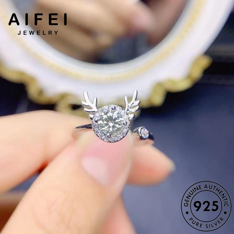 AIFEI JEWELRY nữ cương moissanite tối giản sừng kiện nguyên kim phụ bạc thật thời bản tấm sức hàn nhẫn 925 trang quốc nai R2088