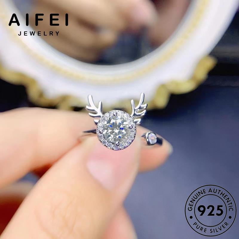 AIFEI JEWELRY nữ cương moissanite tối giản sừng kiện nguyên kim phụ bạc thật thời bản tấm sức hàn nhẫn 925 trang quốc nai R2088
