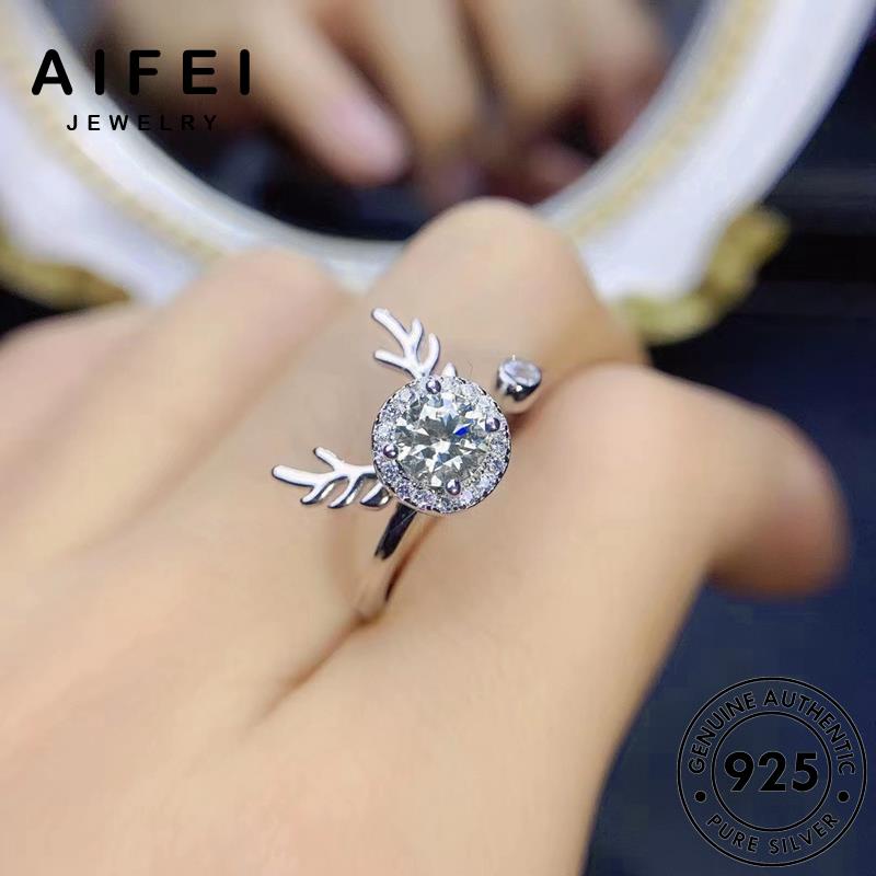 AIFEI JEWELRY nữ cương moissanite tối giản sừng kiện nguyên kim phụ bạc thật thời bản tấm sức hàn nhẫn 925 trang quốc nai R2088