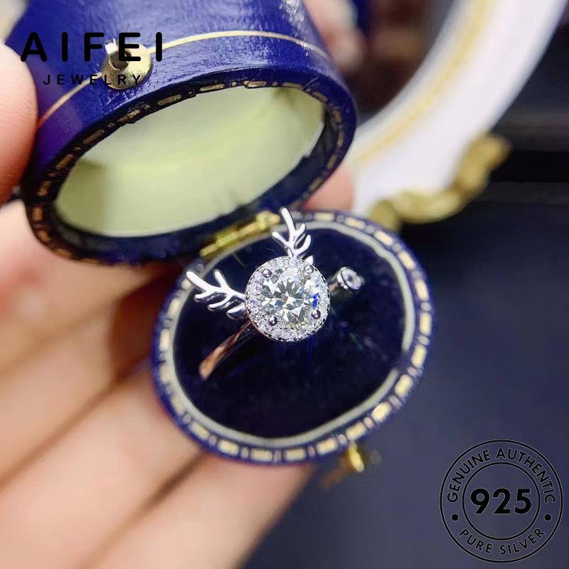 AIFEI JEWELRY nữ cương moissanite tối giản sừng kiện nguyên kim phụ bạc thật thời bản tấm sức hàn nhẫn 925 trang quốc nai R2088