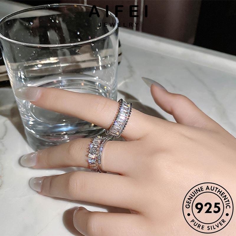 AIFEI JEWELRY lớp thật nhẫn 925 sức cương bản kim phụ nữ trang nguyên quốc moissanite hai trang bạc kiện thời thời hàn R2180