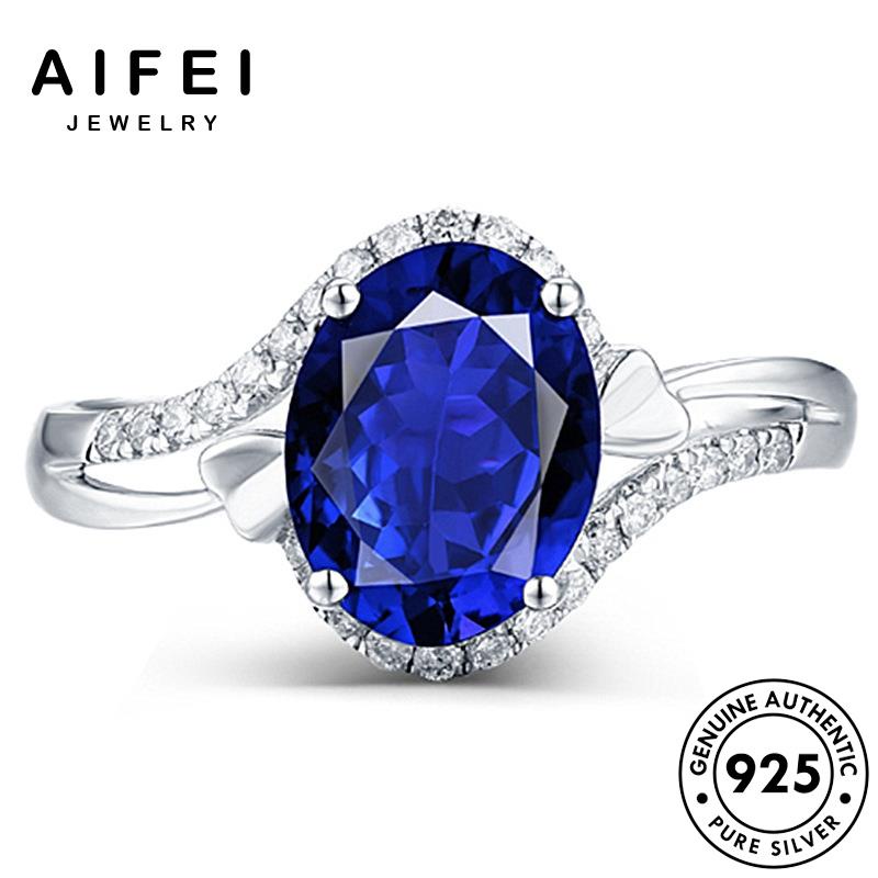 Nhẫn Bạc 925 Đính Đá Sapphire Hình Oval Đơn Giản R622