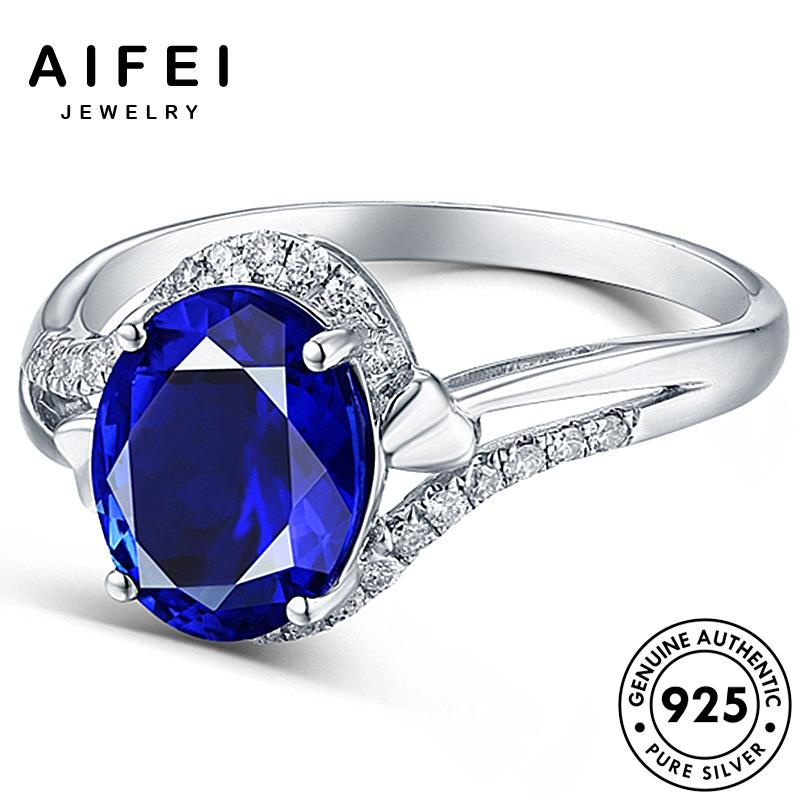 Nhẫn Bạc 925 Đính Đá Sapphire Hình Oval Đơn Giản R622