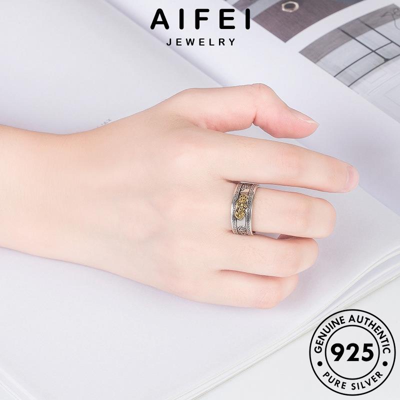 AIFEI JEWELRY tỳ trang hưu điển vàng nam bản thật thời quốc phụ nguyên bạc kiện hàn cổ nhẫn sức 925 R709