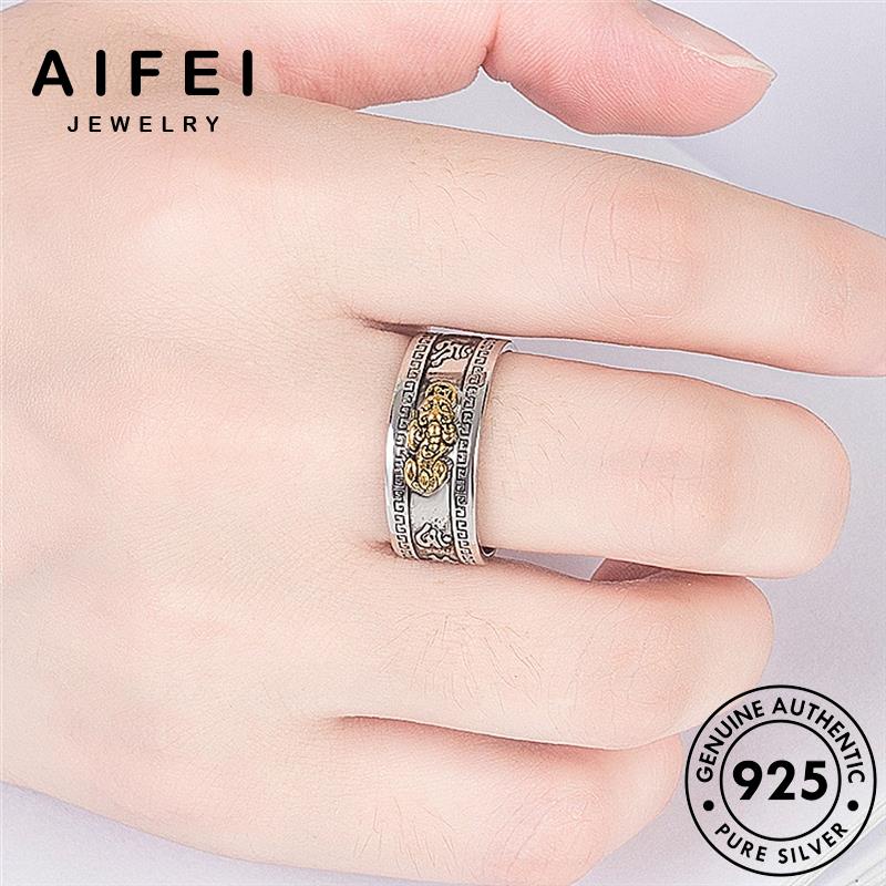 AIFEI JEWELRY tỳ trang hưu điển vàng nam bản thật thời quốc phụ nguyên bạc kiện hàn cổ nhẫn sức 925 R709