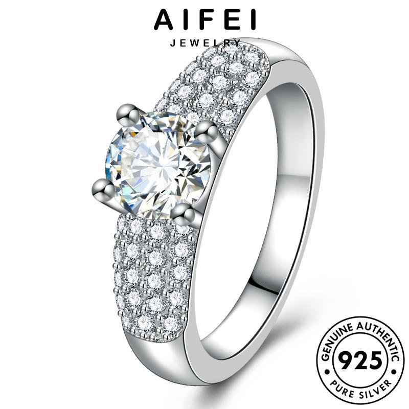 AIFEI JEWELRY nhẫn nguyên giản 925 bản cương quốc thời thật đơn bạc trang kiện kim moissanite vàng phụ sức hàn nữ R789