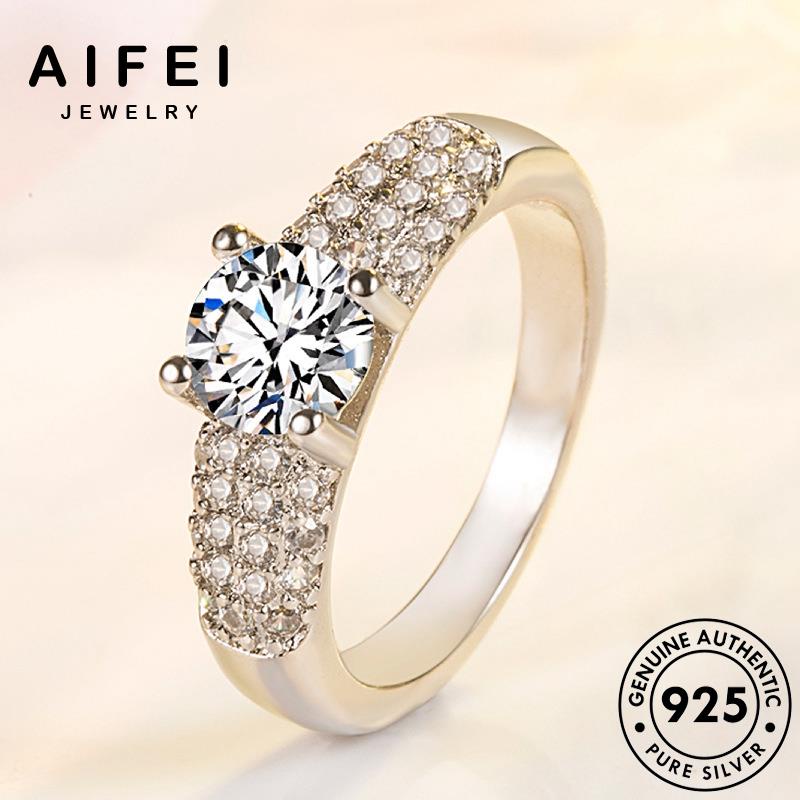 AIFEI JEWELRY nhẫn nguyên giản 925 bản cương quốc thời thật đơn bạc trang kiện kim moissanite vàng phụ sức hàn nữ R789