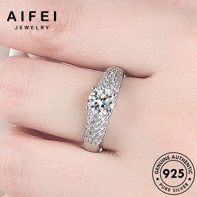 AIFEI JEWELRY nhẫn nguyên giản 925 bản cương quốc thời thật đơn bạc trang kiện kim moissanite vàng phụ sức hàn nữ R789