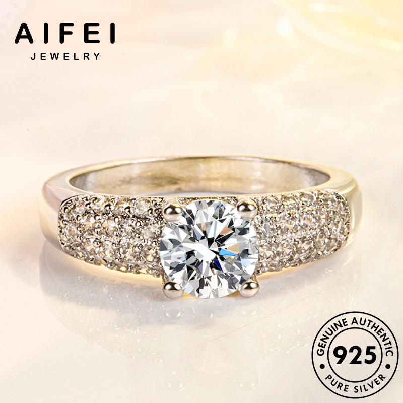 AIFEI JEWELRY nhẫn nguyên giản 925 bản cương quốc thời thật đơn bạc trang kiện kim moissanite vàng phụ sức hàn nữ R789
