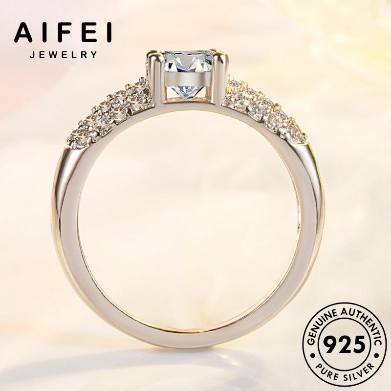 AIFEI JEWELRY nhẫn nguyên giản 925 bản cương quốc thời thật đơn bạc trang kiện kim moissanite vàng phụ sức hàn nữ R789