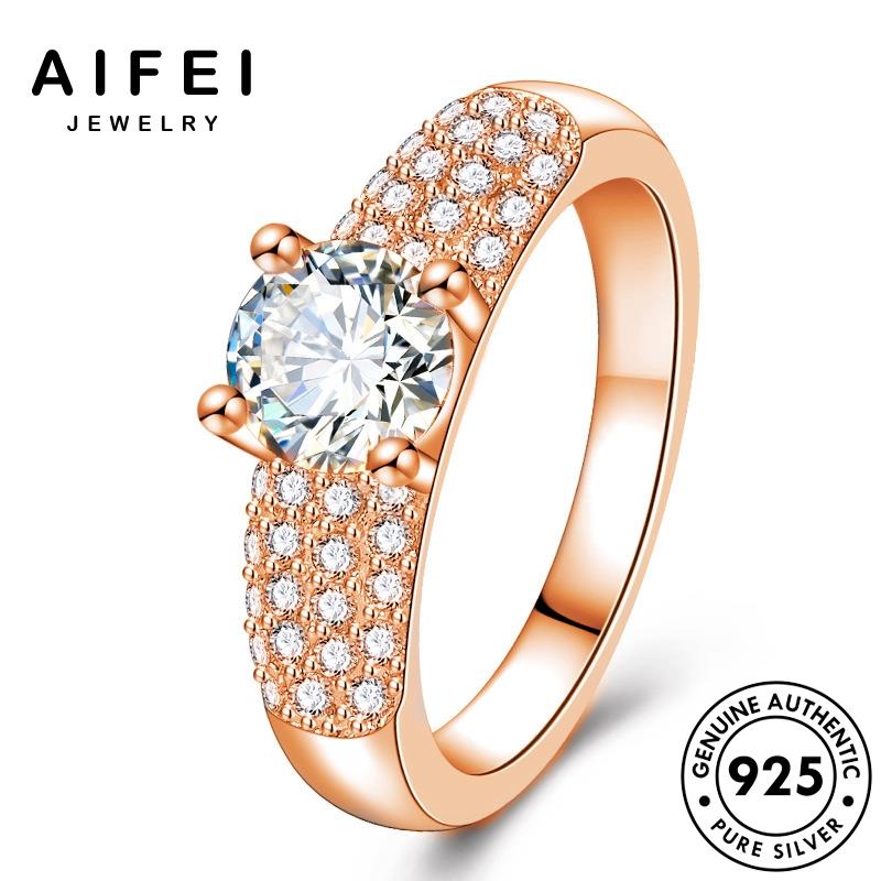 AIFEI JEWELRY nhẫn nguyên giản 925 bản cương quốc thời thật đơn bạc trang kiện kim moissanite vàng phụ sức hàn nữ R789