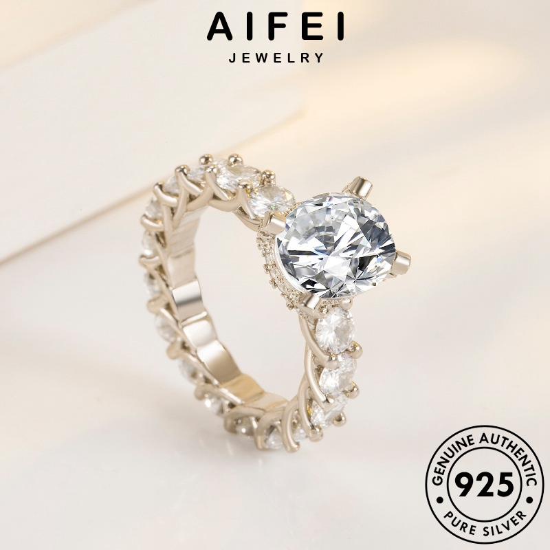 AIFEI JEWELRY cổ kiện nữ sức moissanite kim hàn điển trang móng bản phụ thời bạc 925 thật nhẫn cương quốc bốn nguyên R819