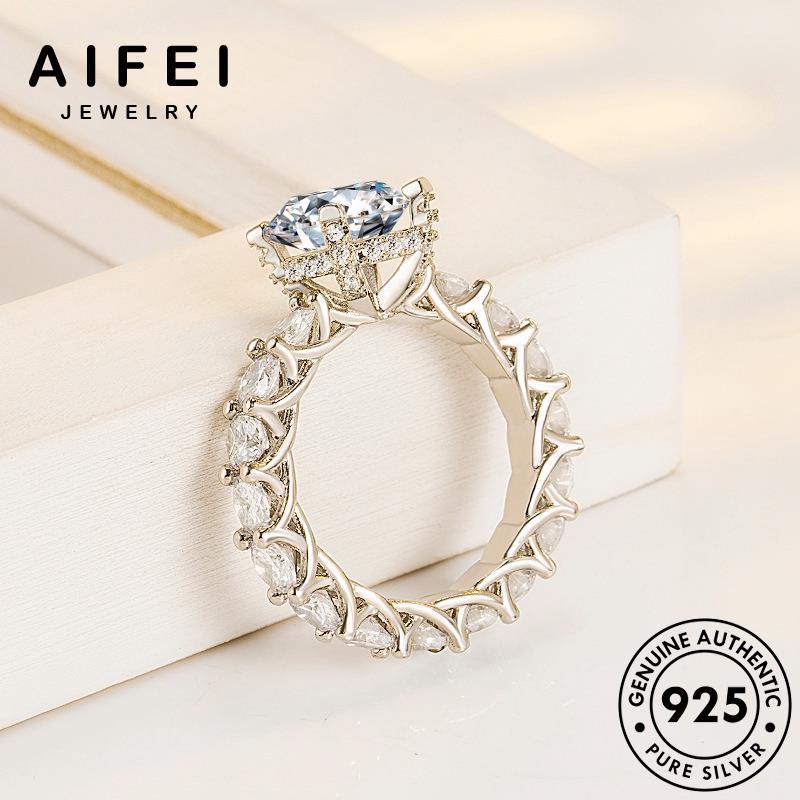 AIFEI JEWELRY cổ kiện nữ sức moissanite kim hàn điển trang móng bản phụ thời bạc 925 thật nhẫn cương quốc bốn nguyên R819