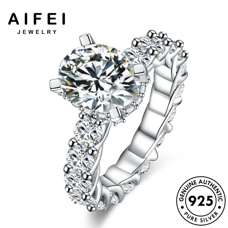AIFEI JEWELRY cổ kiện nữ sức moissanite kim hàn điển trang móng bản phụ thời bạc 925 thật nhẫn cương quốc bốn nguyên R819