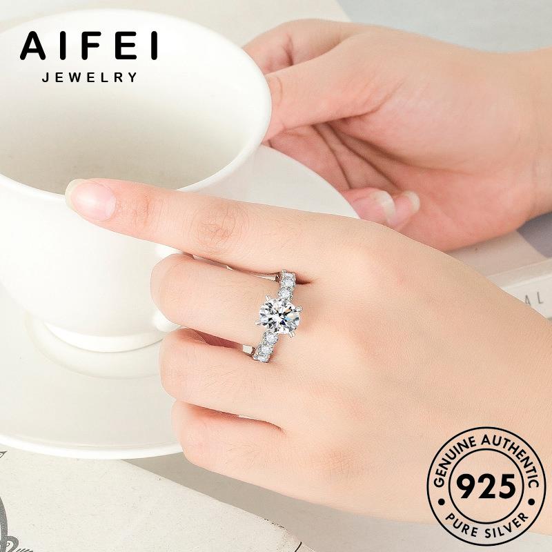 AIFEI JEWELRY cổ kiện nữ sức moissanite kim hàn điển trang móng bản phụ thời bạc 925 thật nhẫn cương quốc bốn nguyên R819