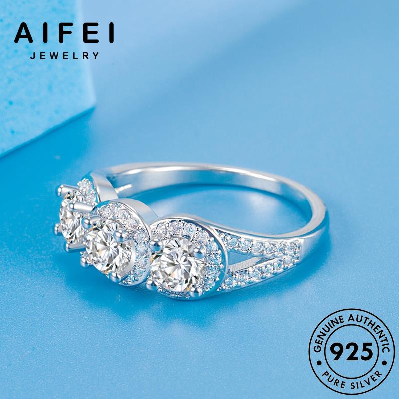 AIFEI JEWELRY kim phụ moissanite thời bản nhẫn 925 tạo trang sức nữ kiện hàn bạc quốc thật sáng cương nguyên R846