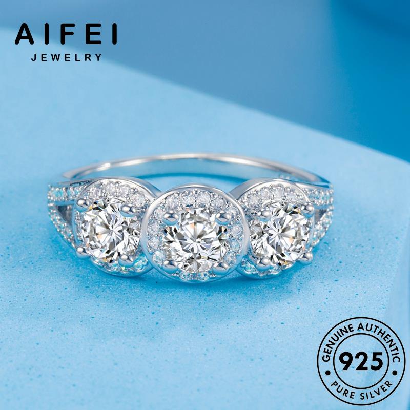 AIFEI JEWELRY kim phụ moissanite thời bản nhẫn 925 tạo trang sức nữ kiện hàn bạc quốc thật sáng cương nguyên R846