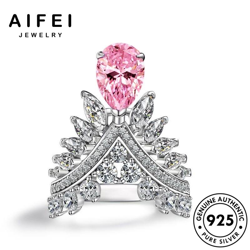 AIFEI JEWELRY hàn sức khí bạc cương tinh lông kiện nhẫn nguyên thể trang tính thật quốc nữ bản 925 hồng phụ kim thời R866