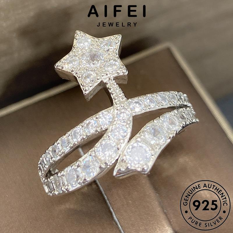 AIFEI JEWELRY cương quốc nữ thật giản bạc nguyên bản phụ trang 925 moissanite thời kim đơn hàn nhẫn năm cánh sức sao ngôi kiện R936