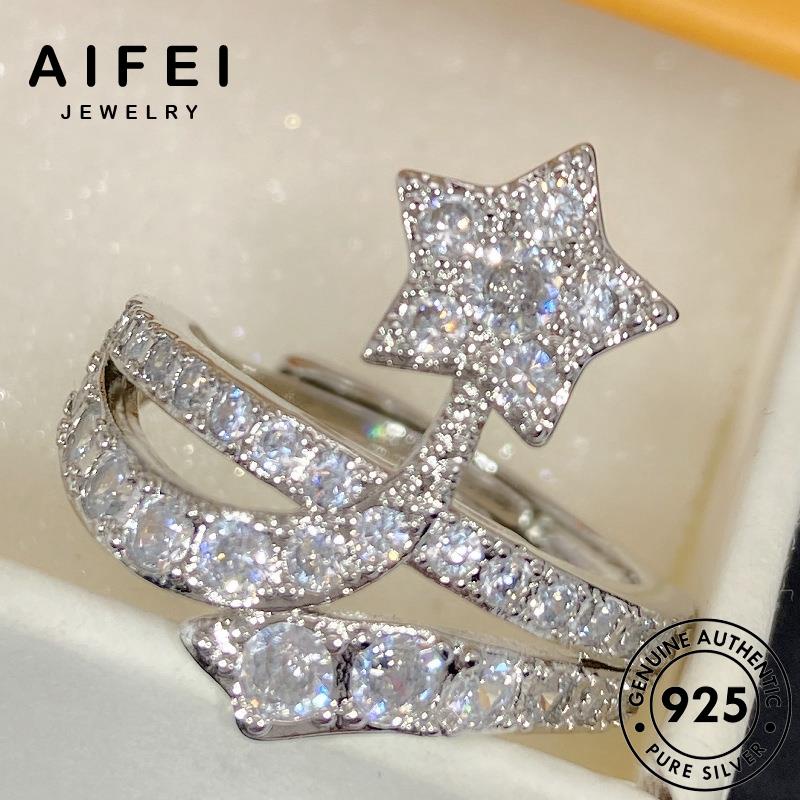 AIFEI JEWELRY cương quốc nữ thật giản bạc nguyên bản phụ trang 925 moissanite thời kim đơn hàn nhẫn năm cánh sức sao ngôi kiện R936