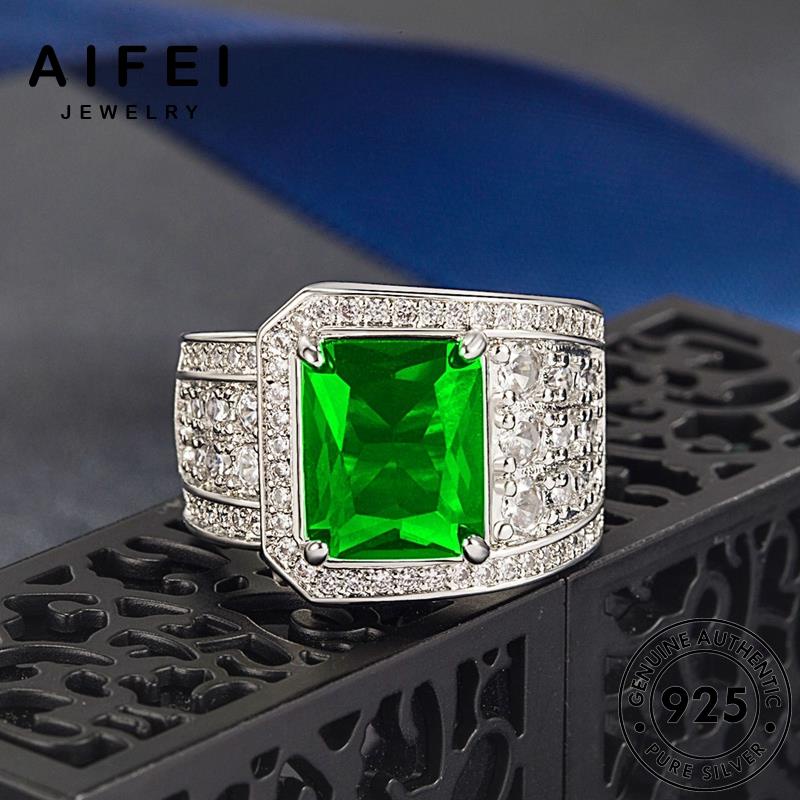 AIFEI JEWELRY nhẫn kiện nữ bạc ngọc 925 sức thật vuông thời trang trọng phụ hàn bích sang nguyên bản quốc R910
