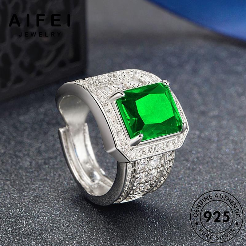 AIFEI JEWELRY nhẫn kiện nữ bạc ngọc 925 sức thật vuông thời trang trọng phụ hàn bích sang nguyên bản quốc R910