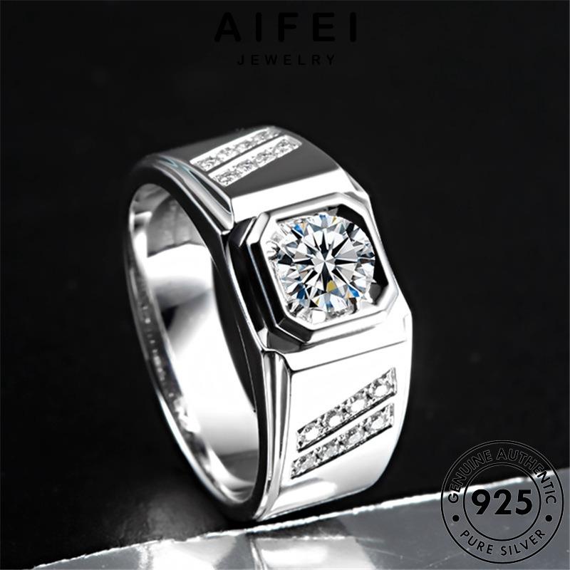 AIFEI JEWELRY trang quốc hàn thật nam đoán độc nhẫn cương phụ thời sức moissanite nguyên kim bạc 925 kiện bản R1149