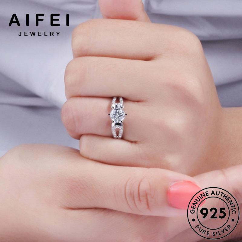 AIFEI JEWELRY 925 bản kiện sức bạc quốc hình học thời nữ nguyên moissanite kim nhẫn trang giản phụ đơn thật cương hàn R1025