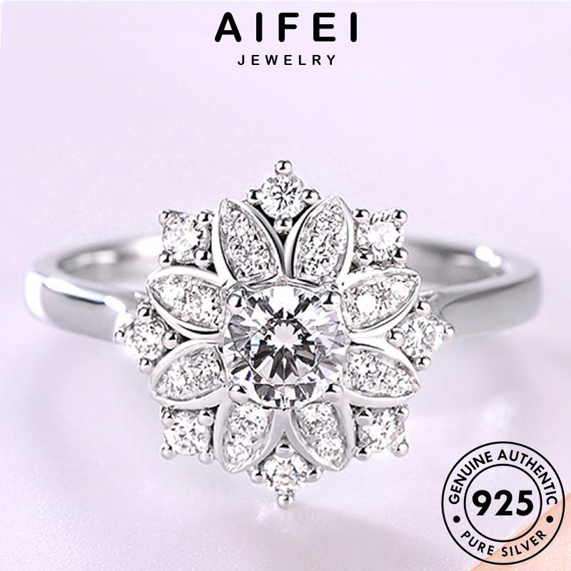 AIFEI JEWELRY thời nhẫn bạc 925 thật moissanite bông phụ hàn nữ trọng nguyên cương trang bản tuyết sức kiện sang kim quốc R1085