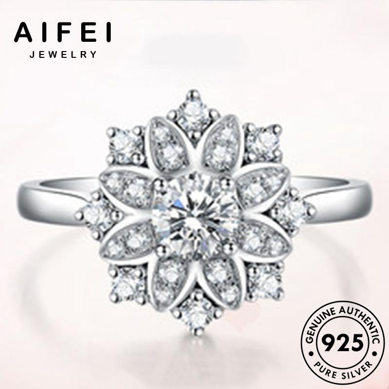 AIFEI JEWELRY thời nhẫn bạc 925 thật moissanite bông phụ hàn nữ trọng nguyên cương trang bản tuyết sức kiện sang kim quốc R1085