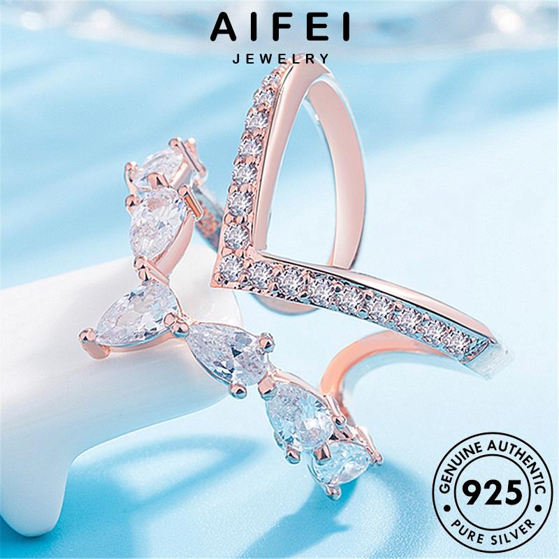 AIFEI JEWELRY moissanite bạc thời chữ cương nguyên quốc bản v kim vàng dáng trang nữ tính thật phụ sức hàn cá 925 kiện nhẫn R1525