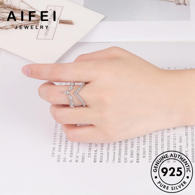 AIFEI JEWELRY moissanite bạc thời chữ cương nguyên quốc bản v kim vàng dáng trang nữ tính thật phụ sức hàn cá 925 kiện nhẫn R1525