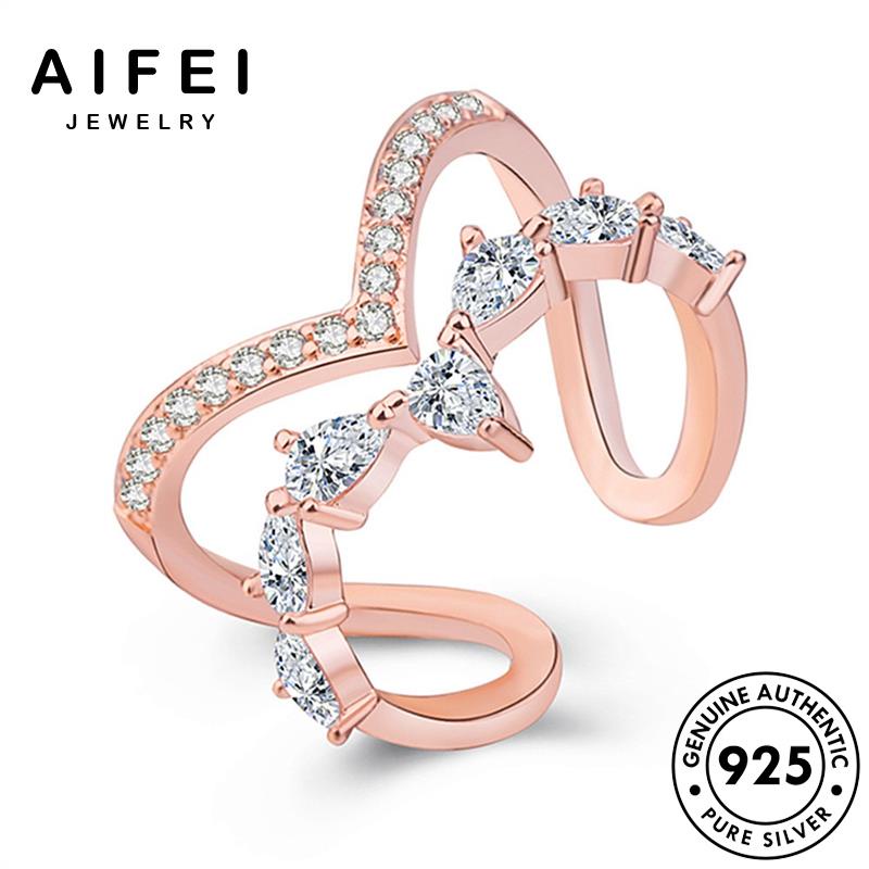 AIFEI JEWELRY moissanite bạc thời chữ cương nguyên quốc bản v kim vàng dáng trang nữ tính thật phụ sức hàn cá 925 kiện nhẫn R1525