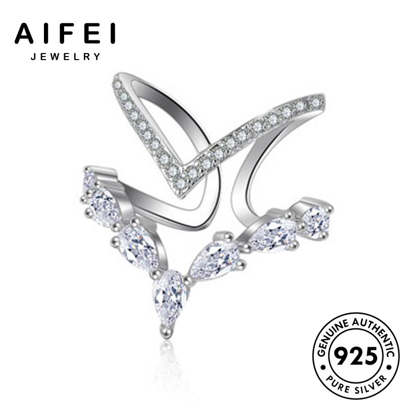 AIFEI JEWELRY moissanite bạc thời chữ cương nguyên quốc bản v kim vàng dáng trang nữ tính thật phụ sức hàn cá 925 kiện nhẫn R1525