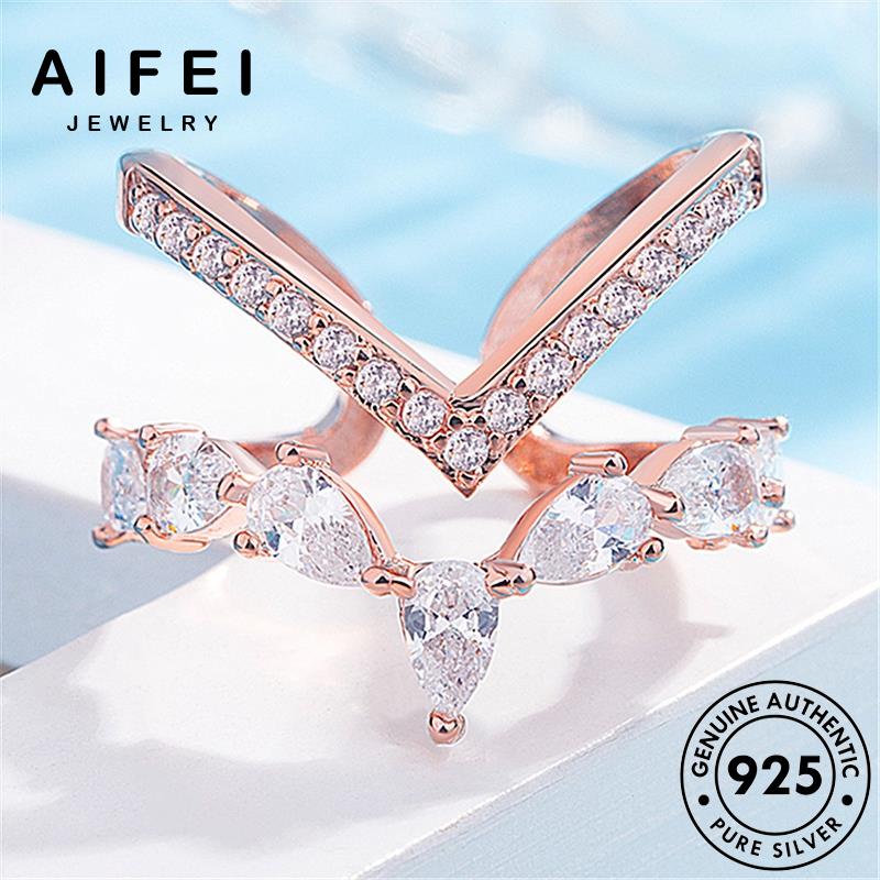 AIFEI JEWELRY moissanite bạc thời chữ cương nguyên quốc bản v kim vàng dáng trang nữ tính thật phụ sức hàn cá 925 kiện nhẫn R1525