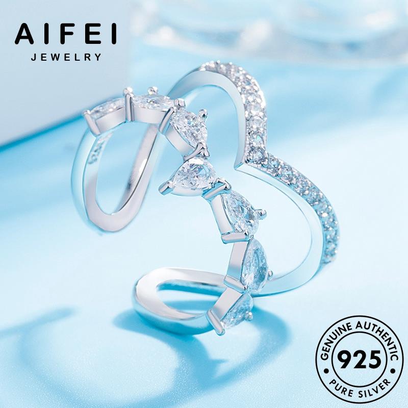 AIFEI JEWELRY moissanite bạc thời chữ cương nguyên quốc bản v kim vàng dáng trang nữ tính thật phụ sức hàn cá 925 kiện nhẫn R1525