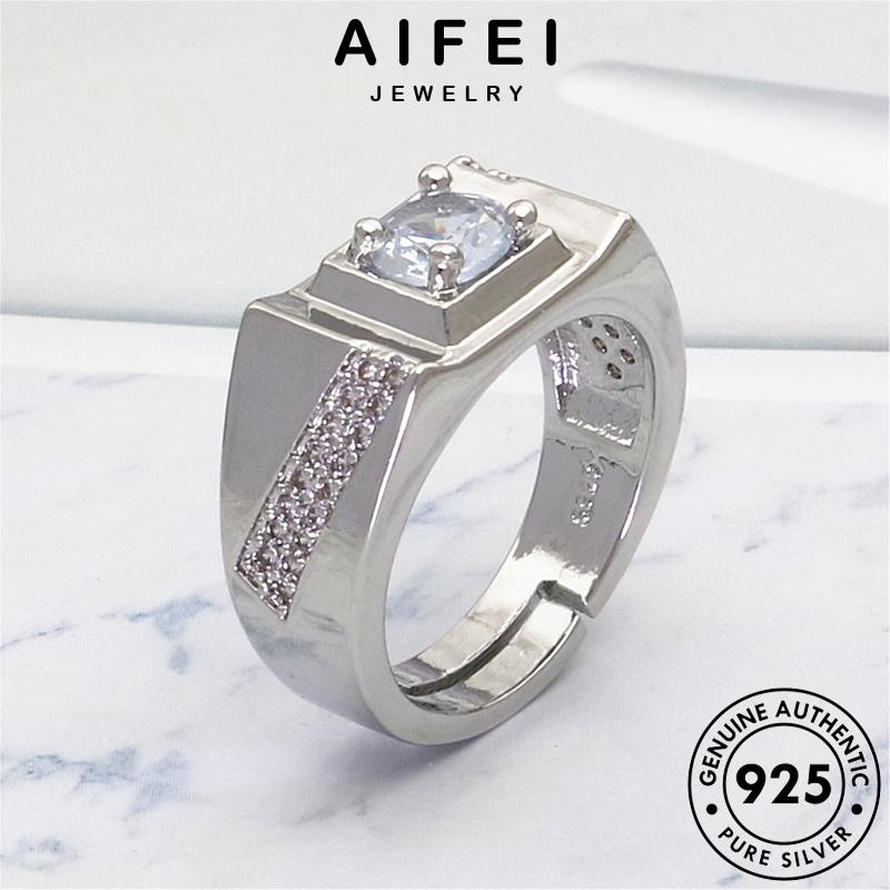 AIFEI JEWELRY thời hàn nhẫn moissanite trang phụ thật 925 nam sức bản quốc kim giản kiện đơn cương nguyên bạc R1556