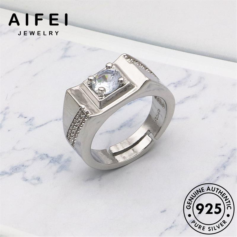 AIFEI JEWELRY thời hàn nhẫn moissanite trang phụ thật 925 nam sức bản quốc kim giản kiện đơn cương nguyên bạc R1556