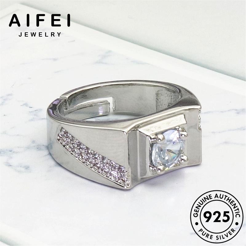 AIFEI JEWELRY thời hàn nhẫn moissanite trang phụ thật 925 nam sức bản quốc kim giản kiện đơn cương nguyên bạc R1556