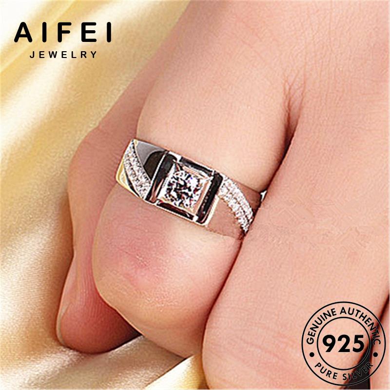 AIFEI JEWELRY thời hàn nhẫn moissanite trang phụ thật 925 nam sức bản quốc kim giản kiện đơn cương nguyên bạc R1556