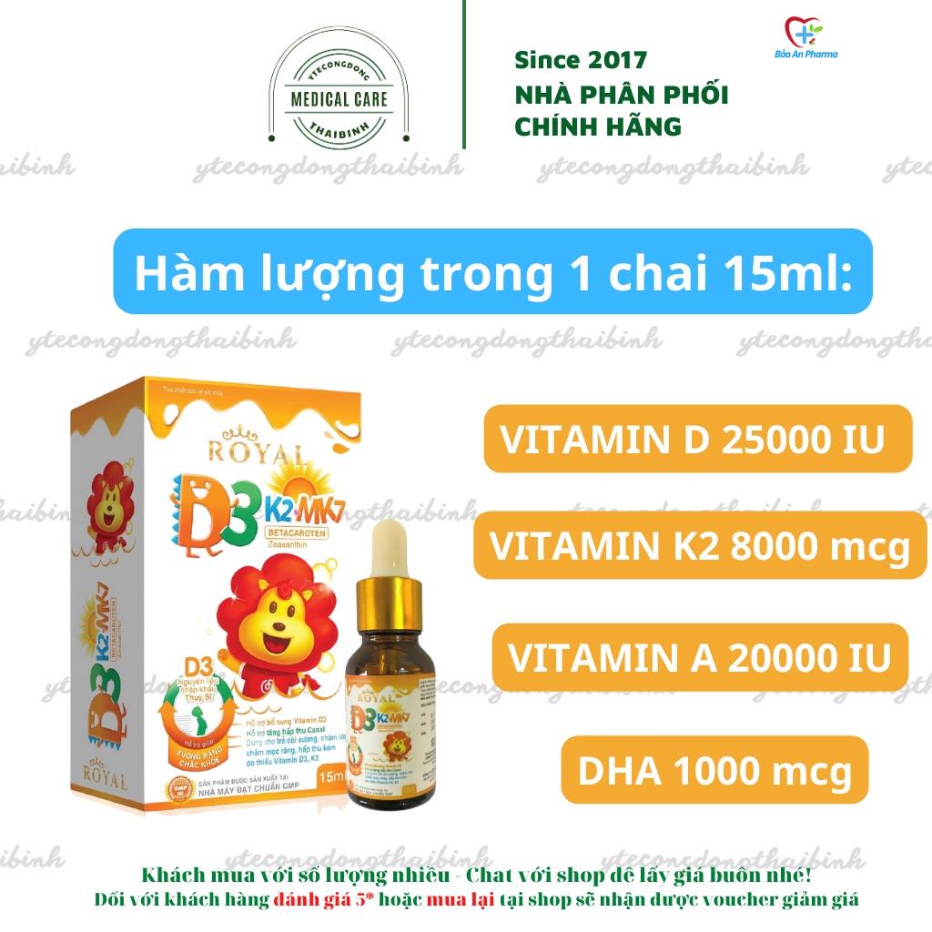 Vitamin D3 K3-MK7 nhỏ giọt cho trẻ sơ sinh, trẻ nhỏ - Vitamin D3 tăng cường hấp thu Canxi (Chai 15ml)