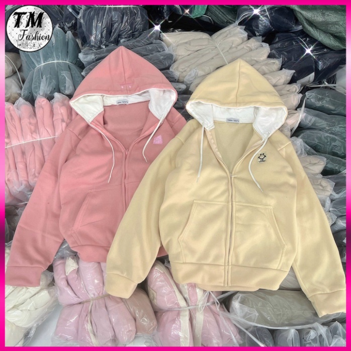 Áo Hoodie Zip Nỉ Ngoại thêu Sticker dễ thương - Áo Khoác Nỉ Unisex  TM