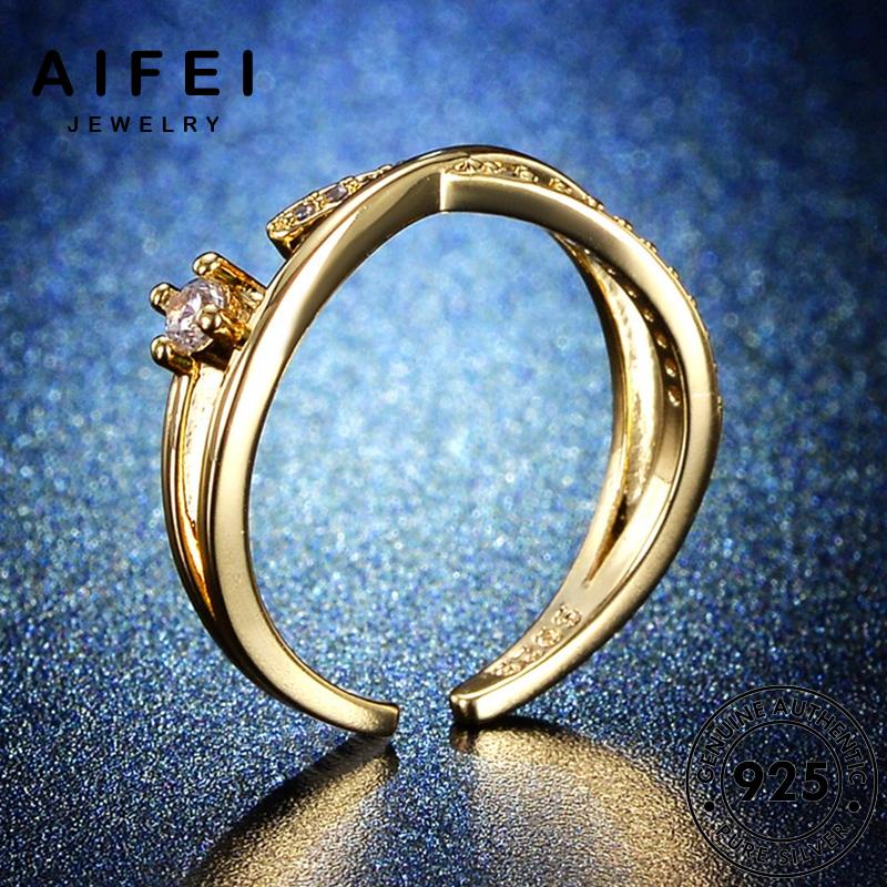 AIFEI JEWELRY vàng sáng sức tạo kim cương phụ 925 bản hàn nhẫn nguyên kiện chéo thật trang nữ quốc thời moissanite bạc R81