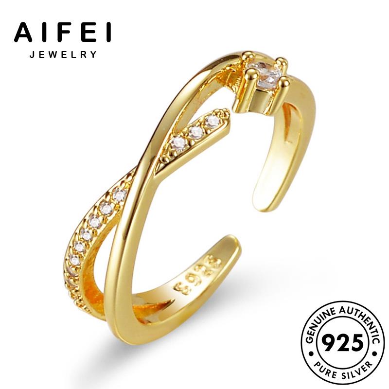 AIFEI JEWELRY vàng sáng sức tạo kim cương phụ 925 bản hàn nhẫn nguyên kiện chéo thật trang nữ quốc thời moissanite bạc R81